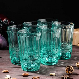 Набор стаканов Magistro «Ла-Манш», 350 мл, 8*8*12,5 см, 6 шт, цвет бирюзовый
