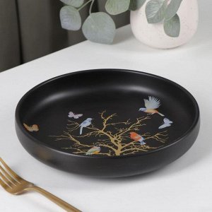 Тарелка обеденная «Колибри», 21x4 см, цвет чёрный