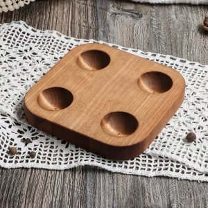 Подставка деревянная для яиц и кекса Adelica, 4 отделения, d=13 см, 13?13?1,8 см, массив берёзы