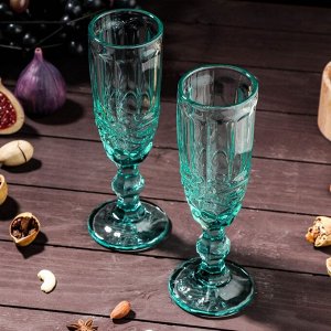 Набор бокалов Magistro для шампанского «Ла-Манш», 2 шт, 160 мл, 7x20 см, цвет бирюзовый