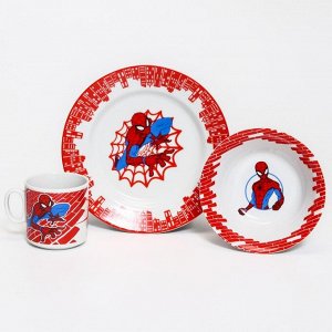 Набор посуды «Человек-паук», 3 предмета: тарелка Ø 16,5 см, миска Ø 14 см, кружка 200 мл, Человек-па