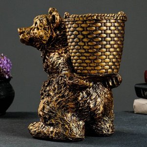 Подставка для зонтов "Медведь с корзиной" 30х23х30см, бронза
