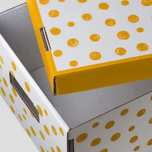 Набор коробок с крышкой ПИНГЛА, рисунок точечный/оранжевый, 28x37x18 см, 2 шт