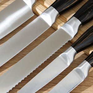 Набор ножей Zeus, 7 предметов, цвет чёрный
