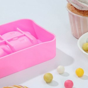 Форма для мороженого Доляна «Мишутка», 14x8x2,5 см, цвет розовый