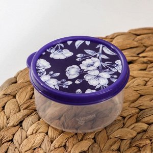 Контейнер пищевой Доляна «Цветы», 150 мл, круглый, цвет фиолетовый
