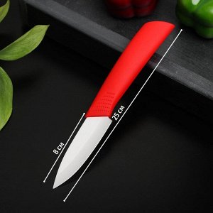 Нож керамический Доляна «Симпл», лезвие 8 см, ручка soft touch, цвет красный