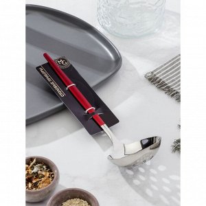 Шумовка Magistro «Грэйс», 24,5 см, цвет ручки красный, цвет головы серебряный
