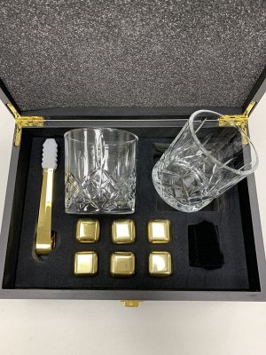 Идеальный подарок для настоящего ценителя виски: подарочный набор стаканов с камнями в стильной черной коробке!