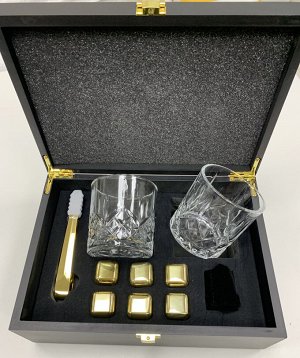 Подарочный набор бокалов с камнями для охлаждения виски, коньяка, бренди