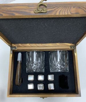 Подарочный набор с камнями для виски, деревянная подарочная коробка