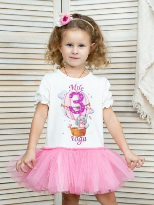 Платье с принтом "Мне 3 года" (Слоненок на шаре) короткий рукав