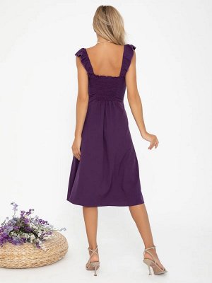Фиолетовое платье декорированное передним вырезом