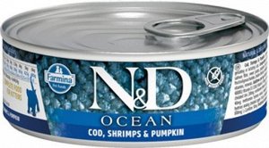 Корм влажный ND Cat OCEAN Cod, Shrimp & Pumpkin KITTEN / Треска с креветками и тыквой для котят 80г