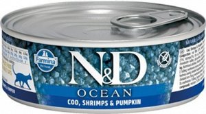 Корм влажный ND Cat OCEAN Cod, Shrimp & Pumpkin / Треска с креветками и тыквой для кошек 80г