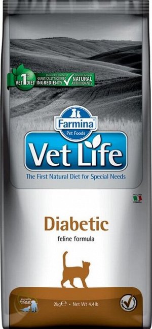 Корм Vet Life Cat Diabetic 2kg/ для взрослых  кошек при диабете