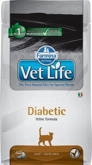 Корм Vet Life Cat Diabetic 400g/ для взрослых  кошек при диабете