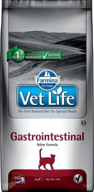 Корм Vet Life Cat Gastro Intestinal 5 kg/ для взрослых  кошек с проблемами ЖКТ