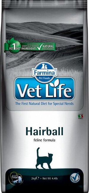 Корм Vet Life Cat Hairball 2 kg/ с курицей   для взрослых  кошек для выведения шерстяных  комочков