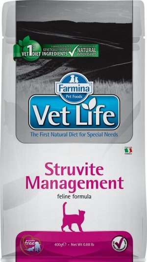 Корм Vet Life Cat Management Struvite 400g/ для взрослых  кошек при профил. МКБ