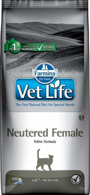 Корм Vet Life Cat Neutered Female 2kg/ для взрослых  стерилизованных кошек