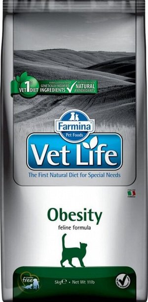 Корм Vet Life Cat Obesity, 5 kg/ для взрослых  кошек при ожирении