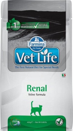 Корм Vet Life Cat Renal 400g/ для взрослых  кошек при почечной недостаточности