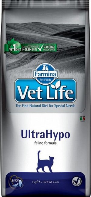 Корм Vet Life Cat Ultrahypo 2 kg/ для взрослых  кошек при аллергии