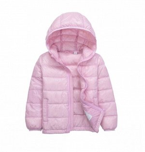 Ультралегкая детская демисезонная куртка с капюшоном для девочки, цвет светло-розовый