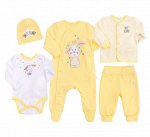 Комплект детской одежды интерлок, желтый с белым рисунком (56 размер)