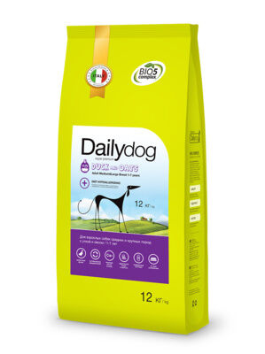 Сухой корм Dailydog Adult Medium&Large Breed Duck and Oats для взрослых собак средних и крупных пород с чувствительным пищеварением Утка и овес. 12 кг. Супер Премиум. Италия