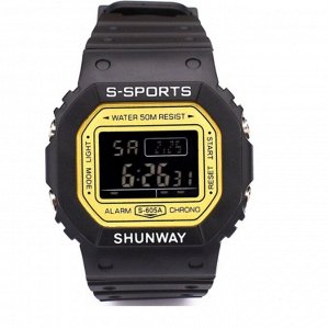 Часы наручные электронные Shunway S-605A, d=4 см, с будильником, микс