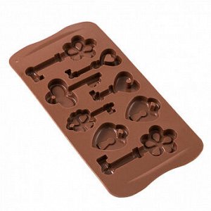 Форма силиконовая для шоколада "Ключики и замочки", 20*10 см