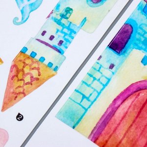 Наклейка пластик интерьерная цветная "Замок, солнце и месяц" 30х90 см 2 листа