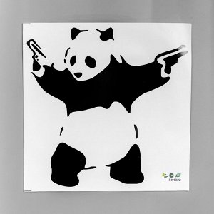 Наклейка пластик интерьерная чёрная "Панда-гангстер" 42х42 см