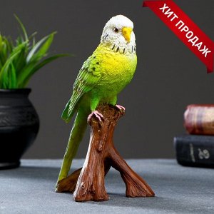Фигурка полистоун «Зелёный попугай», 9.5x8x16.5 см