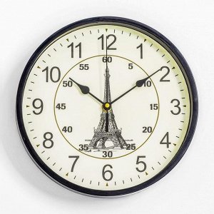 Часы настенные "Париж", d=25 см, ААА, 24 х 4 х 11 см, арабские цифры, в ассортименте