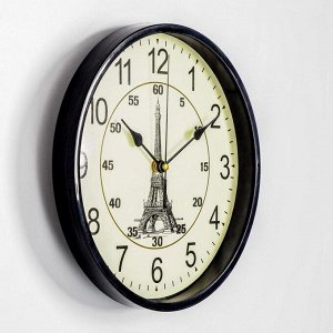Часы настенные "Париж", d=25 см, ААА, 24 х 4 х 11 см, арабские цифры, в ассортименте