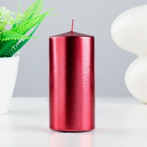 Свеча - цилиндр парафиновая, лакированная, красный металлик, 5,6?12 см