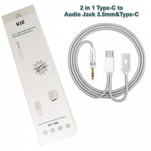 Адаптер переходник 2 in 1 Type-C to 3.5mm Jack и Type-C