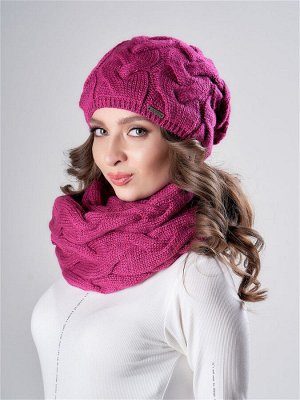JAGGA /  Вязаный зимний комплект Тюльпан: вязаная шапка женская зимняя и вязаный снуд