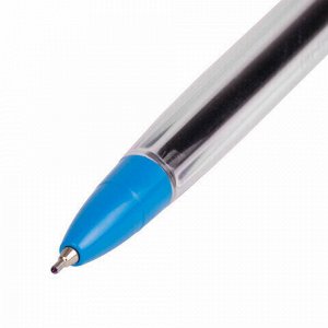 Ручка шариковая масляная автоматическая STAFF "OBP-252", СИНЯЯ, узел 0,7 мм, линия письма 0,35 мм, 142969