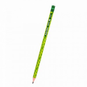 Карандаш чернографитный BRAUBERG &quot;GREEN&quot;, 1 шт., HB, с ластиком, пластиковый, ассорти, 181746