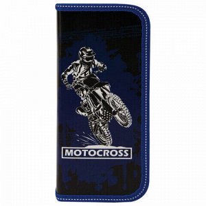 Пенал ПИФАГОР, 1 отделение, ламинированный картон, 19х9 см, "Motocross", 229194