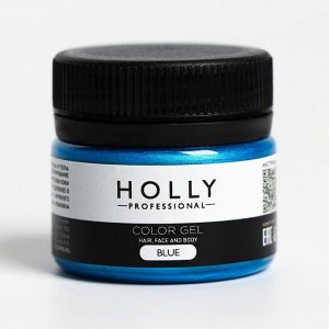 Декоративный гель для волос, лица и тела COLOR GEL Holly Professional, Blue, 20 мл