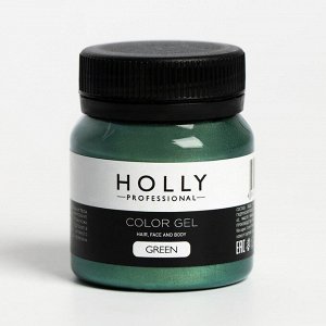 Декоративный гель для волос, лица и тела COLOR GEL Holly Professional, Green, 50 мл