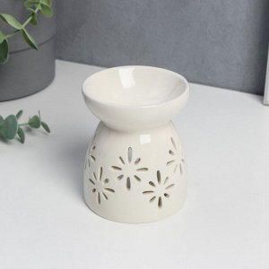 Аромалампа керамика с подставкой под свечу "Кружево цветочное" белый 8х6,5х6,5 см