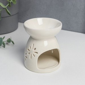 Аромалампа керамика с подставкой под свечу "Кружево цветочное" белый 8х6,5х6,5 см