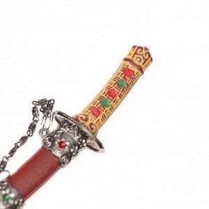 Сувенирное оружие «Катана на подставке», ромбы на рукоятке, 17см