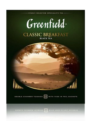 Чай GREENFIELD черный в пакетиках Classic Breakfast, 100 шт